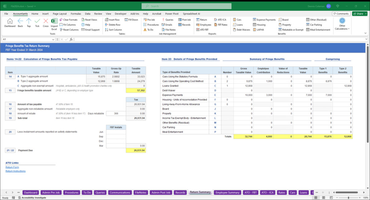 Lodgement dashboards Accountants Desktop